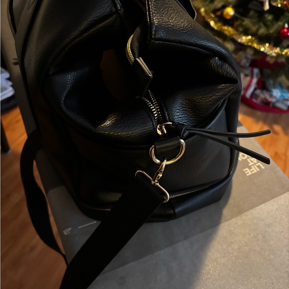 Poppy & Peonies Black Voyager Bag